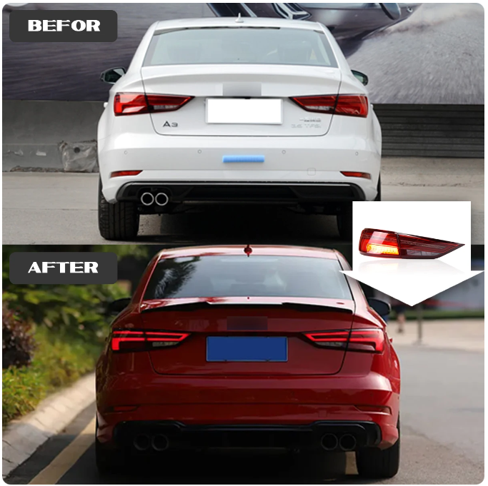 Audi | A3 S3 RS3 | 2013-2019 | Car Lights LED Rear Tail Lights Sequential Turn Signal - Pluscenter