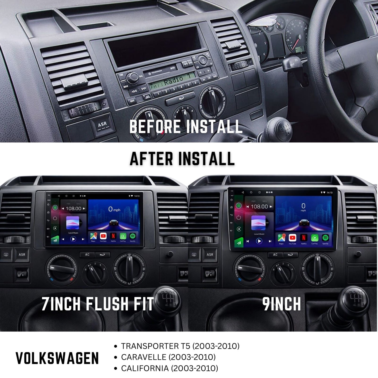 Volkswagen | Transporter | T5 2003-2010 | Android 14 | Car Stereo | Head Unit - Pluscenter