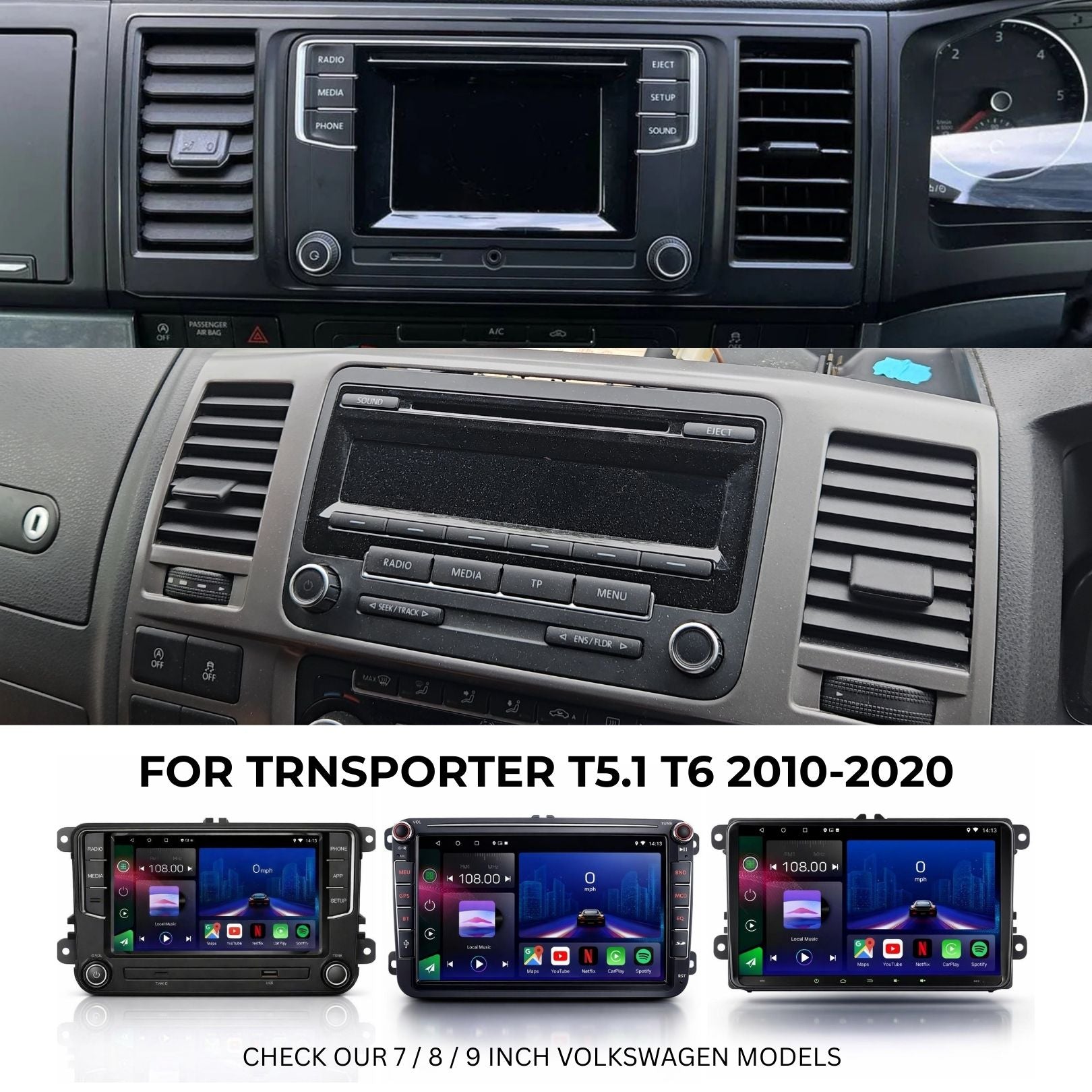 Volkswagen | Transporter | T5 2003-2010 | Android 14 | Car Stereo | Head Unit - Pluscenter