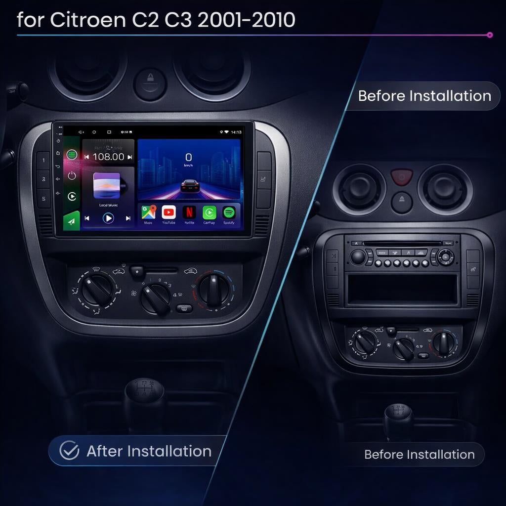Citroen C2 C3 | 2001-2010 | Android 14 | Car Stereo | Head Unit - Pluscenter