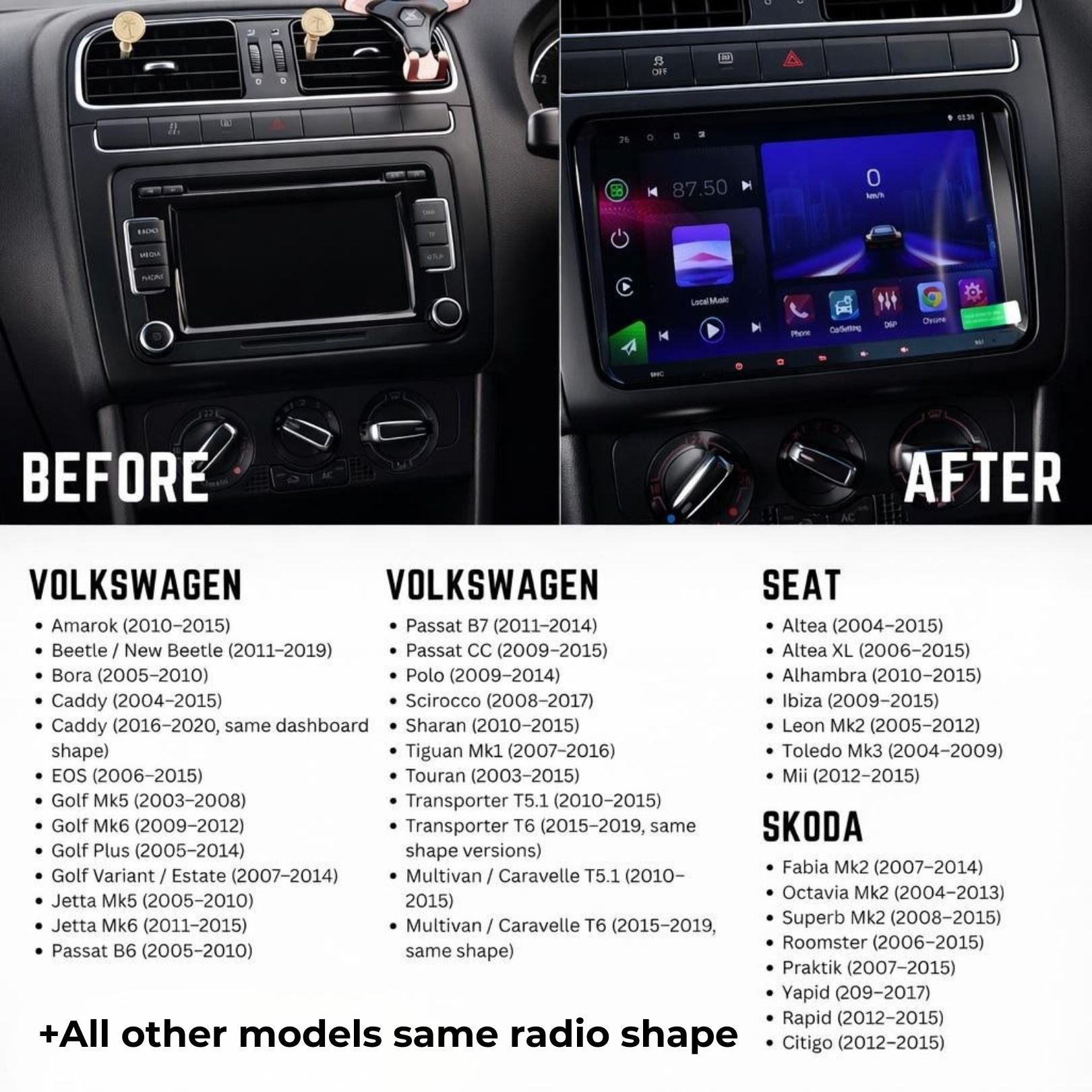 Volkswagen | Seat | Skoda | 9inch Display | Android 14 | Car Stereo | Head Unit - Pluscenter