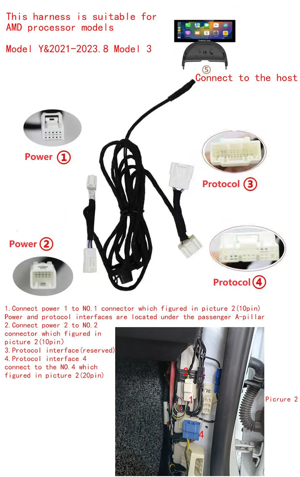 Tesla | Model 3 Y | Cluster Dashboard | Digital LCD 8in Display | CarPlay Android Auto - Pluscenter
