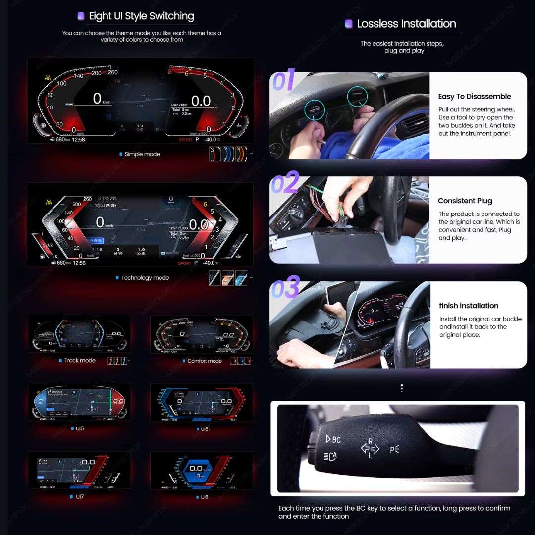 BMW 1 Series E81 / E82 / E87 / E88 11″ Digital Instrument Cluster – LCD Dashboard with CarPlay - Pluscenter