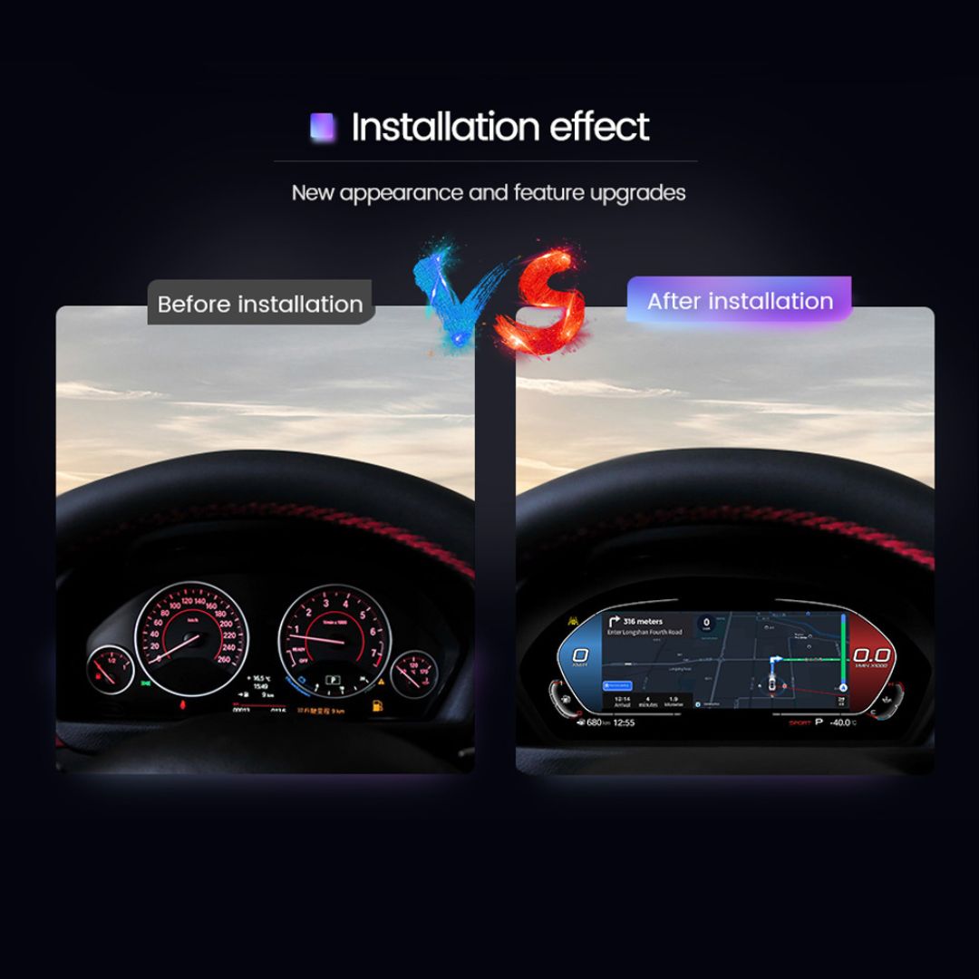 BMW 3 & 4 Series F30–F82 12.3″ Digital Instrument Cluster – LCD Dashboard with CarPlay - Pluscenter