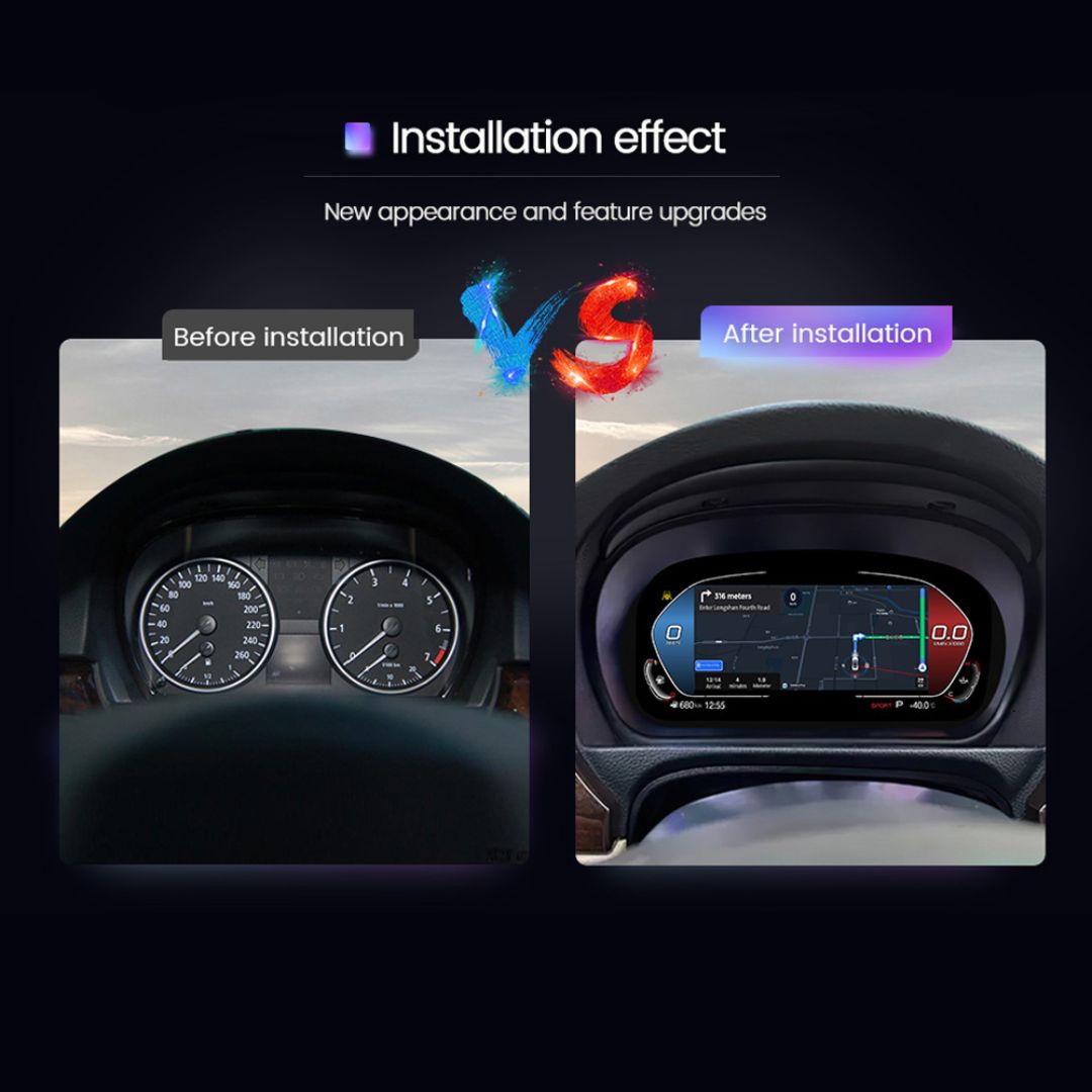 BMW 5 & 6 Series E60 / E61 / E63 / E64 12.3″ Digital Instrument Cluster – LCD Dashboard with CarPlay - Pluscenter