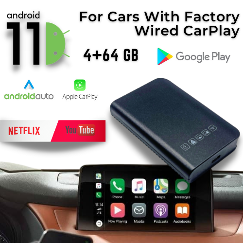 Syncsonic Premium Wireless CarPlay Android 11 AI Box 4+64GB Wireless Android Auto